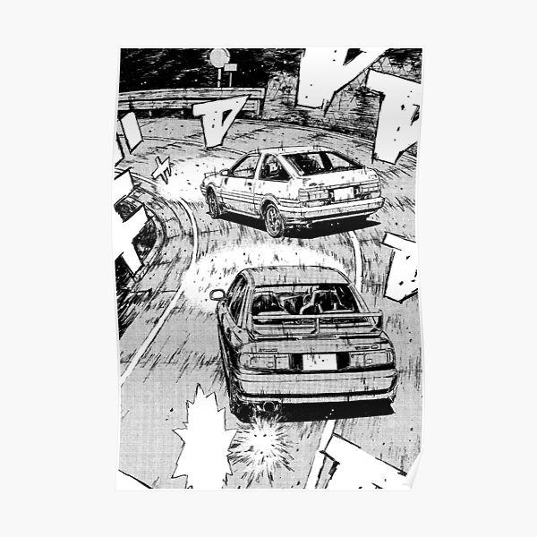 Initial D AE86 Vs EVO Poster RB2806 product Offical initial d Merch