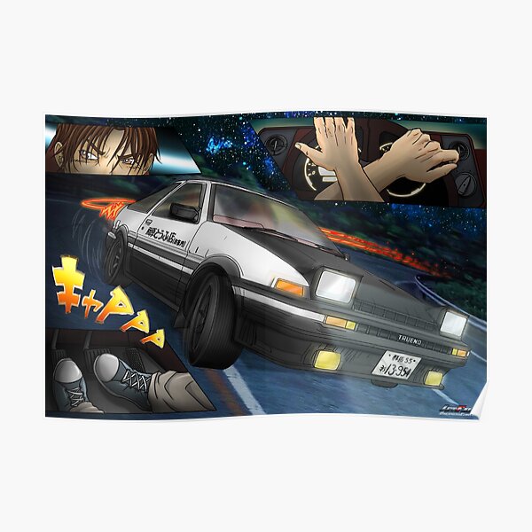 Initial D - AE86 Sprinter Trueno Fan Art Design by JetFalco Poster RB2806 product Offical initial d Merch