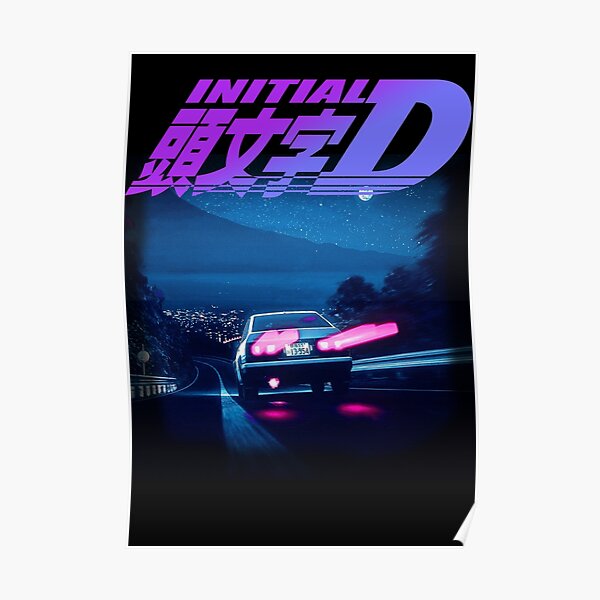 Initial D Neon AE86 Poster RB2806 product Offical initial d Merch