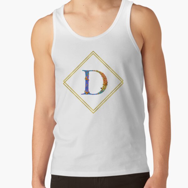 Letter D Floral Butterfly Monogram Initial D Gold Geometric Design Tank Top RB2806 product Offical initial d Merch