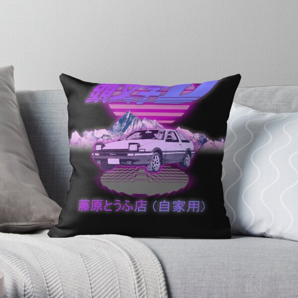 Initial D AE86 RETRO SYNTHWAVE Throw Pillow RB2806 product Offical initial d Merch