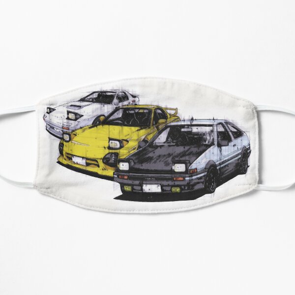 Initial D AE86 & RX7 Sketch  Flat Mask RB2806 product Offical initial d Merch