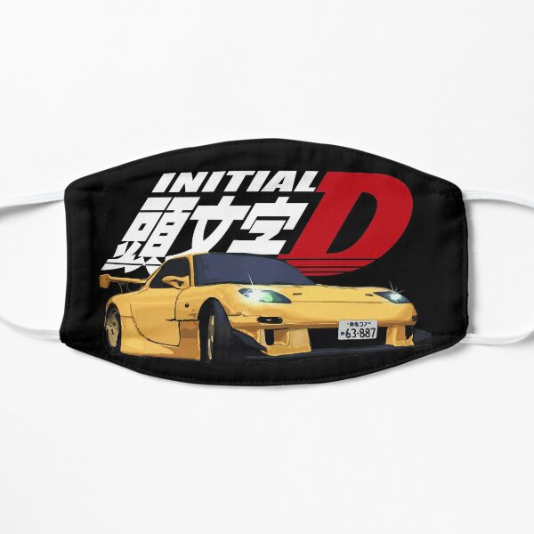 Initial D - FD RX-7 yellow drift rotory Flat Mask RB2806 product Offical initial d Merch